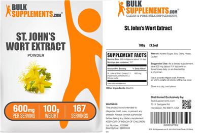 St. John's Wort Extract Powder 600 mg label