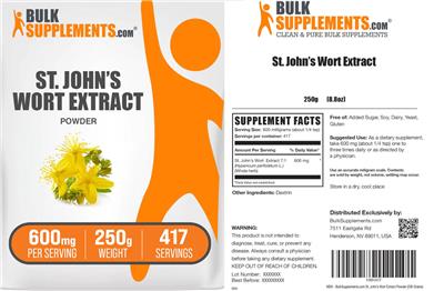 St. John's Wort Extract Powder 600 mg label