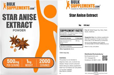 Star Anise Extract Powder 500 mg label