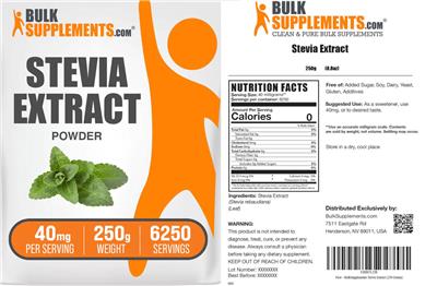 Stevia Extract Powder 40 mg label