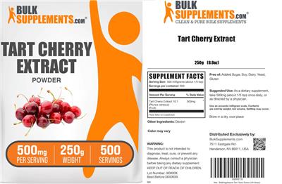 Tart Cherry Extract Powder 500 mg label