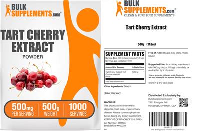 Tart Cherry Extract Powder 500 mg label
