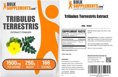 Tribulus terrestris Extract Powder 1500 mg label