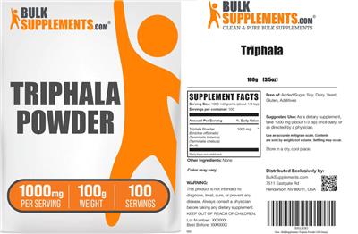Triphala Powder 1000 mg label