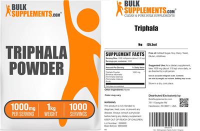 Triphala Powder 1000 mg label