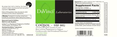 CoQsol - 100 mg label
