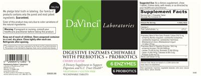 Digestive Enzymes Chewable With Prebiotics + Probiotics Cherry Flavor label