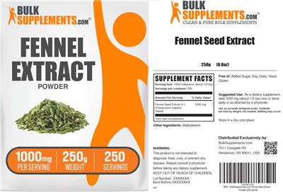 Fennel Extract Powder 1000 mg label