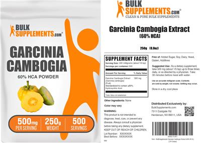 Garcinia cambogia Extract (60% HCA) Powder 500 mg label