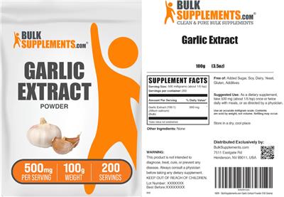 Garlic Extract Powder 500 mg label