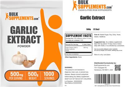 Garlic Extract Powder 500 mg label