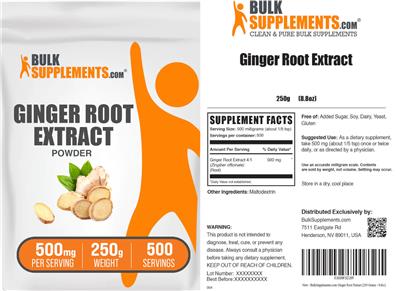 Ginger Root Extract Powder 500 mg label