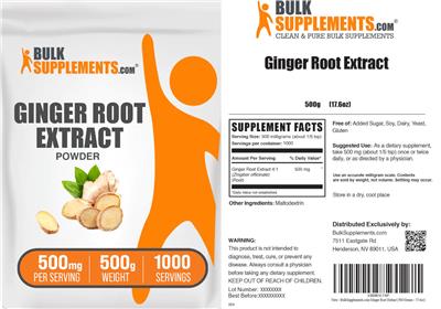 Ginger Root Extract Powder 500 mg label