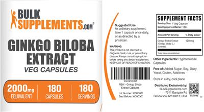 Ginkgo Biloba Extract Veg Capsules label