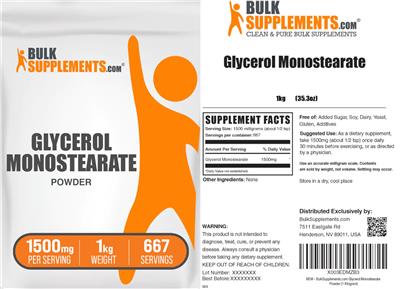 Glycerol Monostearate Powder 1500 mg label