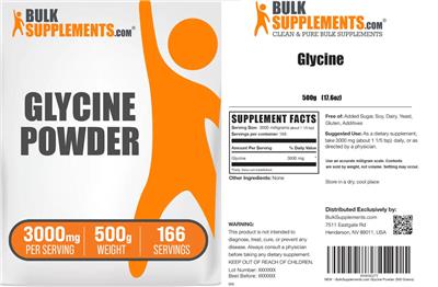 Glycine Powder 3000 mg label