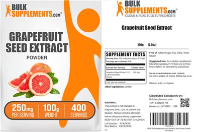 Grapefruit Seed Extract Powder 250 mg label