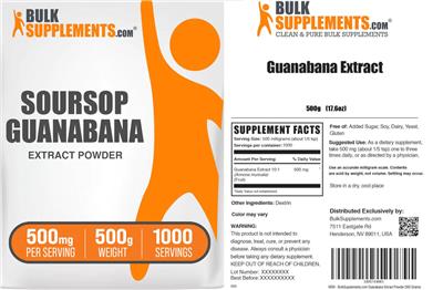 Soursop Guanabana Extract Powder 500 mg label