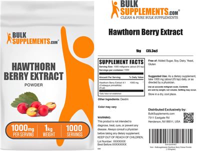 Hawthorn Berry Extract Powder 1000 mg label