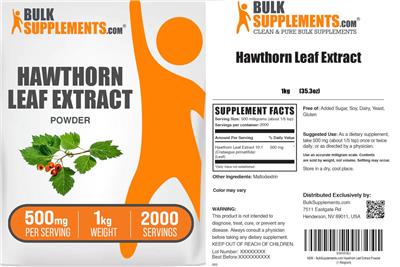 Hawthorn Leaf Extract Powder 500 mg label