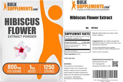 Hibiscus Flower Extract Powder 800 mg label