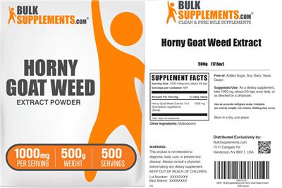 Horny Goat Weed Extract Powder 1000 mg label