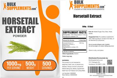 Horsetail Extract Powder 1000 mg label