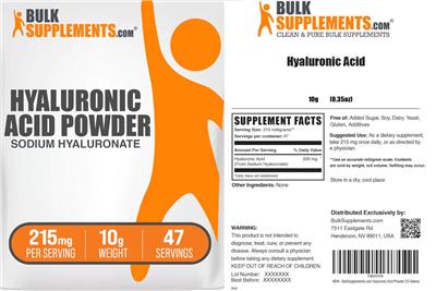 Hyaluronic Acid Powder 215 mg label