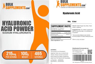Hyaluronic Acid Powder 215 mg label