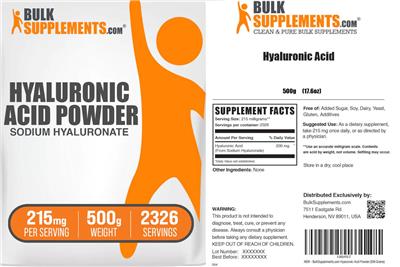 Hyaluronic Acid Powder 215 mg label