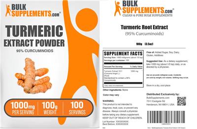 Turmeric Extract Powder 1000 mg label