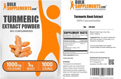 Turmeric Extract Powder 1000 mg label