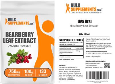 Bearberry Leaf Extract 750 mg label