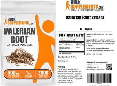 Valerian Root Extract Powder 500 mg label