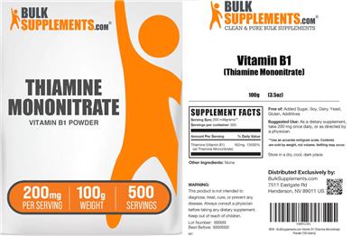 Thiamine Mononitrate 200 mg label