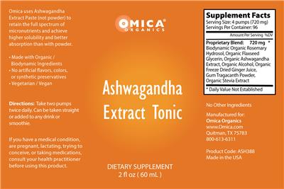 Ashwagandha Extract Tonic label