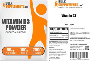 Vitamin D3 Powder 50 mg label