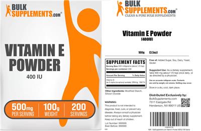 Vitamin E Powder 500 mg label
