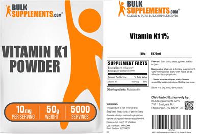Vitamin K1 Powder 10 mg label