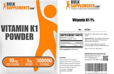 Vitamin K1 Powder 10 mg label