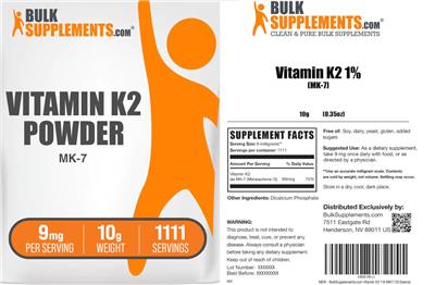 Vitamin K2 Powder 9 mg label