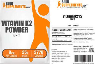 Vitamin K2 Powder 9 mg label