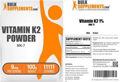 Vitamin K2 Powder 9 mg label