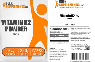Vitamin K2 Powder 9 mg label