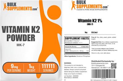 Vitamin K2 Powder 9 mg label