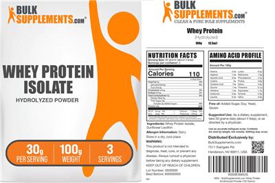 Whey Protein Isolate 30 g label