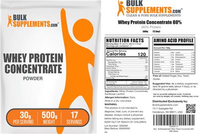 Whey Protein Concentrate Powder 30 g label