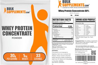 Whey Protein Concentrate Powder 30 g label