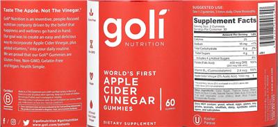 Apple Cider Vinegar Gummies label
