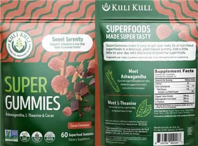 Super Gummies Cacao Cinnamon label